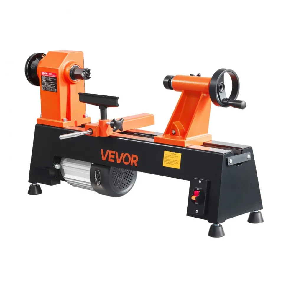 VEVOR Wood Lathe 3/4 HP 12" x 18" Benchtop Wood Lathe Machine 5 Speeds, 780/1320/1920/2640/3840 RPM, with Tool Rest, Wrenches, Faceplate, Heavy Duty, for Beginner Professional Woodworking, Woodturning