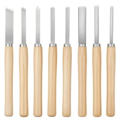 VEVOR Wood Lathe Turning Tool Set, 8PCS, Lathe Chisel Set with Carbon Steel Blade, 2 Skew, 1 Spear Point, 1 Parting, 1 Round Nose, 3 Gouge Tools, 1 Oxford Bag, for Beginners, Hobbyists, Professionals