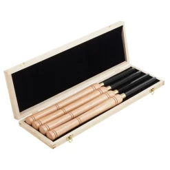 VEVOR Wood Lathe Turning Tool Set, 4PCS, Lathe Roughing Finishing and Detailing Hollow Tool with Wooden Handle, Diamond Round Square Carbide Inserts, Wooden Box, for Beginners Hobbyists Professionals