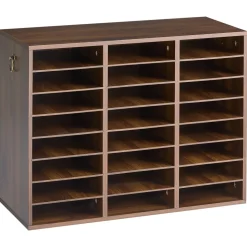 VEVOR Wood Literature Organizer 24 Compartments Office Mailboxes Brown, Countertop Literature Sorter for Files Documents Papers, with Adjustable Shelves, for Office, Home, Classroom Organization