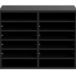 VEVOR Wood Literature Organizer, 12 Compartments, File Sorter with Removable Shelves, Mailboxes Slot for Office Home Classroom Mailrooms Organization, EPA Certified, Black