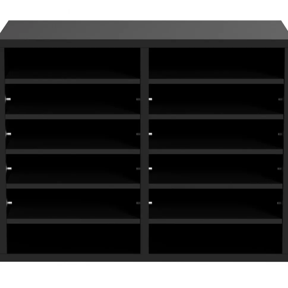 VEVOR Wood Literature Organizer, 12 Compartments, File Sorter with Removable Shelves, Mailboxes Slot for Office Home Classroom Mailrooms Organization, EPA Certified, Black