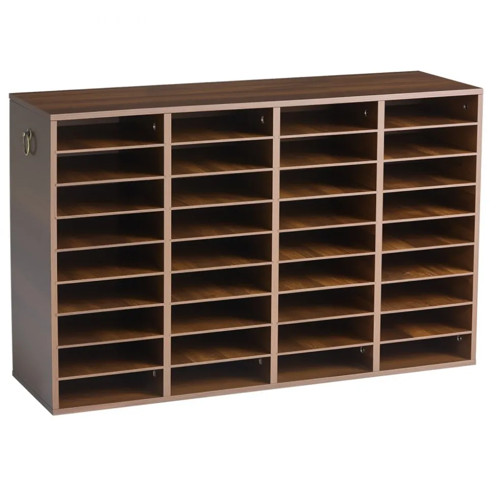 VEVOR Wood Literature Organizer 36 Compartments Office Mailboxes Brown, Countertop Literature Sorter for Files Documents Papers, with Adjustable Shelves, for Office, Home, Classroom Organization