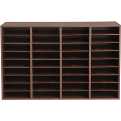 VEVOR Wood Literature Organizer 36 Compartments Office Mailboxes Brown, Countertop Literature Sorter for Files Documents Papers, with Adjustable Shelves, for Office, Home, Classroom Organization