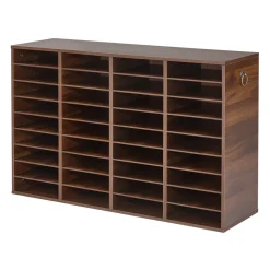 VEVOR Wood Literature Organizer 36 Compartments Office Mailboxes Brown, Countertop Literature Sorter for Files Documents Papers, with Adjustable Shelves, for Office, Home, Classroom Organization