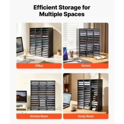 VEVOR Wood Literature Organizer 27 Compartments Office Mailboxes Brown, Countertop Literature Sorter for Files Documents Papers, with Adjustable Shelves, for Office, Home, Classroom Organization