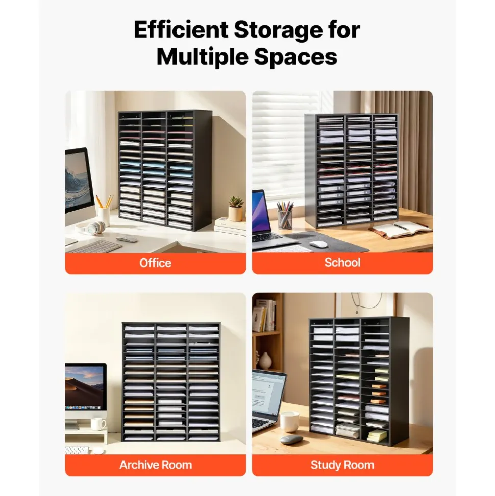 VEVOR Wood Literature Organizer 27 Compartments Office Mailboxes Brown, Countertop Literature Sorter for Files Documents Papers, with Adjustable Shelves, for Office, Home, Classroom Organization