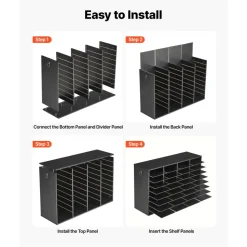 VEVOR Wood Literature Organizer 36 Compartments Office Mailboxes Black, Countertop Literature Sorter for Files Documents Papers, with Adjustable Shelves, for Office, Home, Classroom Organization