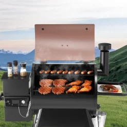 VEVOR Wood Pellet Grill Smoker, 8 in 1 BBQ Grills for Outdoor Cooking, 575 Square Inches Cook Area Electric Smokers, with WiFi-app Control, LCD Screen Controller, Meat Probe, 500°F Max Temperature