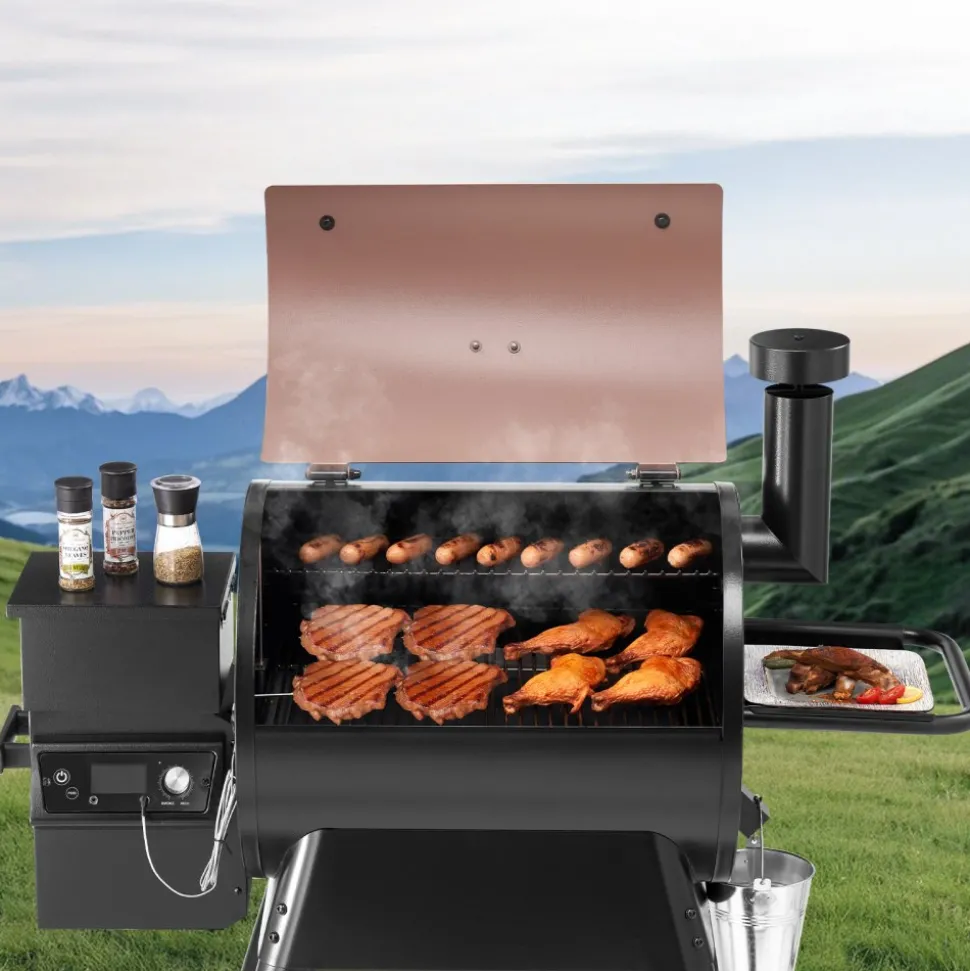 VEVOR Wood Pellet Grill Smoker, 8 in 1 BBQ Grills for Outdoor Cooking, 575 Square Inches Cook Area Electric Smokers, with WiFi-app Control, LCD Screen Controller, Meat Probe, 500°F Max Temperature