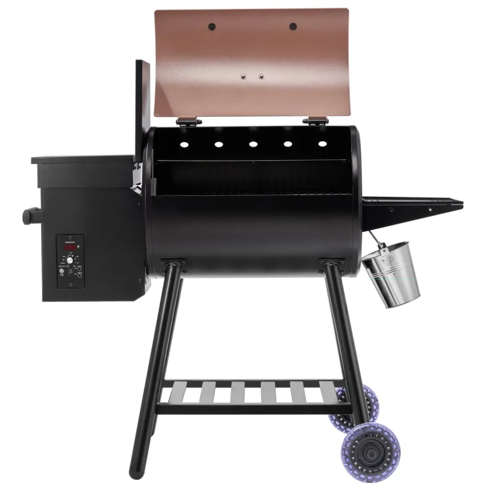 VEVOR Wood Pellet Grill Smoker, 8 in 1 BBQ Grills for Outdoor Cooking, 575 Square Inches Cook Area Electric Grill and Smoker, with LCD Screen Controller, Meat Probe, 500°F Max Temperature, Black
