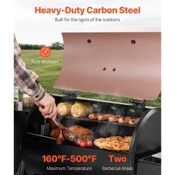 VEVOR Wood Pellet Grill Smoker, 8 in 1 BBQ Grills for Outdoor Cooking, 575 Square Inches Cook Area Electric Grill and Smoker, with LCD Screen Controller, Meat Probe, 500°F Max Temperature, Black