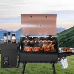 VEVOR Wood Pellet Grill Smoker, 8 in 1 BBQ Grills for Outdoor Cooking, 575 Square Inches Cook Area Electric Grill and Smoker, with LCD Screen Controller, Meat Probe, 500°F Max Temperature, Black