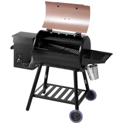 VEVOR Wood Pellet Grill Smoker, 8 in 1 BBQ Grills for Outdoor Cooking, 575 Square Inches Cook Area Electric Grill and Smoker, with LCD Screen Controller, Meat Probe, 500°F Max Temperature, Black
