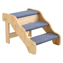 VEVOR Wood Pet Stairs, 3-Step Dog Stairs for High Beds, Sofa & Cars, 150lbs Load Capacity, Non-Slip Surface, Stable Cat & Dog Step Ladder for Small Medium Large Older Pet Puppy Essentials