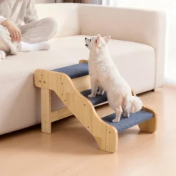 VEVOR Wood Pet Stairs, 3-Step Dog Stairs for High Beds, Sofa & Cars, 150lbs Load Capacity, Non-Slip Surface, Stable Cat & Dog Step Ladder for Small Medium Large Older Pet Puppy Essentials