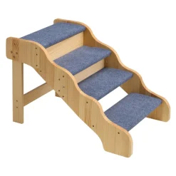 VEVOR Wood Pet Stairs, 4-Step Dog Stairs for High Beds, Sofa & Cars, 150lbs Load Capacity, Non-Slip Surface, Stable Cat & Dog Step Ladder for Small Medium Large Older Pet Puppy Essentials