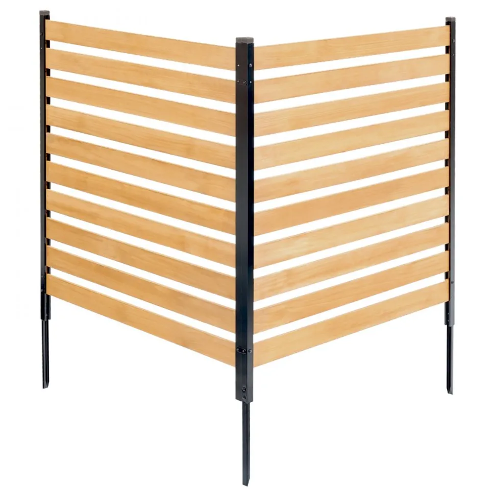 VEVOR Wood Privacy Fence, 38" W x 42" L, 2-Panel Slatted Air Conditioner Fence Screen, Pool Equipment Enclosure with Metal Stakes, Easy DIY Installation, Outdoor Trash Can Hider for Garden Decoration