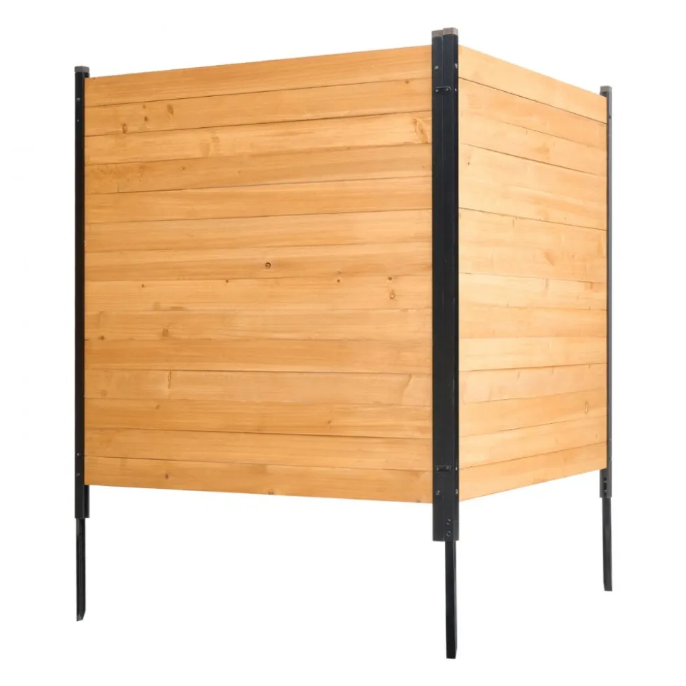 VEVOR Wood Privacy Fence, 38" W x 42" L, 2 Panel Solid Air Conditioner Fence Screen, Pool Equipment Enclosure with Metal Stakes, Easy DIY Installation, Outdoor Trash Can Hider for Garden Decoration