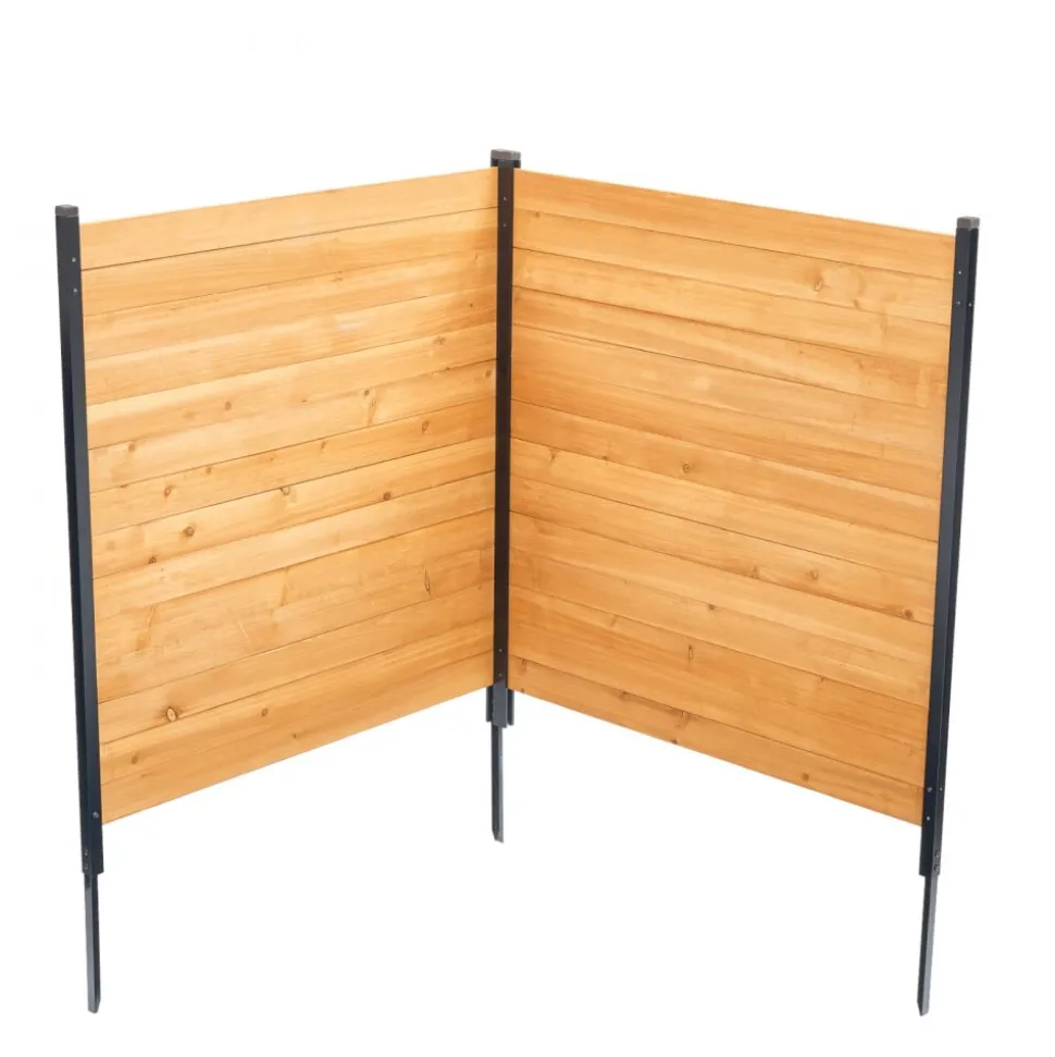 VEVOR Wood Privacy Fence, 38" W x 42" L, 2 Panel Solid Air Conditioner Fence Screen, Pool Equipment Enclosure with Metal Stakes, Easy DIY Installation, Outdoor Trash Can Hider for Garden Decoration