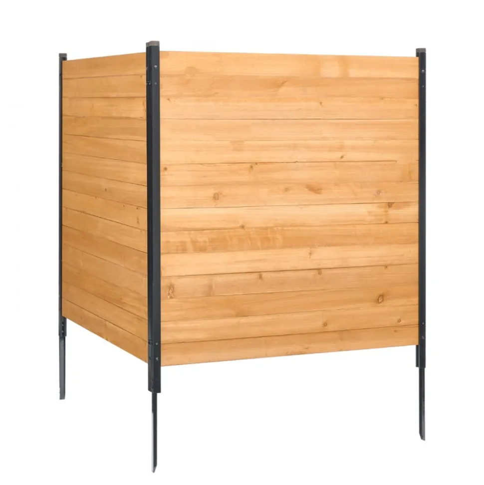 VEVOR Wood Privacy Fence, 38" W x 42" L, 2 Panel Solid Air Conditioner Fence Screen, Pool Equipment Enclosure with Metal Stakes, Easy DIY Installation, Outdoor Trash Can Hider for Garden Decoration