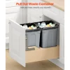 VEVOR Wood Pullout Trash Can for Kitchen Cabinets, 35 QT x2 Double Under Sink Garbage Waste Recycling Bin, Under Mount Waste Container, with Heavy Duty Metal Soft Close Sliding System and Door Kit