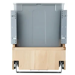 VEVOR Wood Pullout Trash Can for Kitchen Cabinets, 35 QT x2 Double Under Sink Garbage Waste Recycling Bin, Under Mount Waste Container, with Heavy Duty Metal Soft Close Sliding System and Door Kit