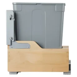 VEVOR Wood Pullout Trash Can for Kitchen Cabinets, 35 QT Garbage Waste Recycling Bin, Under Mount Waste Container, with Heavy Duty Metal Soft Close Sliding System, Door Kit, for Sink, Under Counter