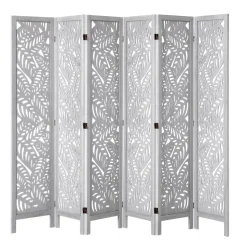 VEVOR Wood Room Divider, 6 Panel Wood Folding Privacy Screen, 66.9 Inches Tall Indoor Carved Partition Divider, Portable Decoration Screen, for Room Separation, Home, Office, Restaurant & Bedroom