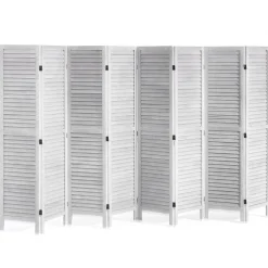 VEVOR Wood Room Divider, 8 Panel Wood Folding Privacy Screen, 66.9 Inches Tall Indoor Louvered Wooden Partition, Portable Decoration Screen, for Room Separation, Home, Office, Restaurant & Bedroom