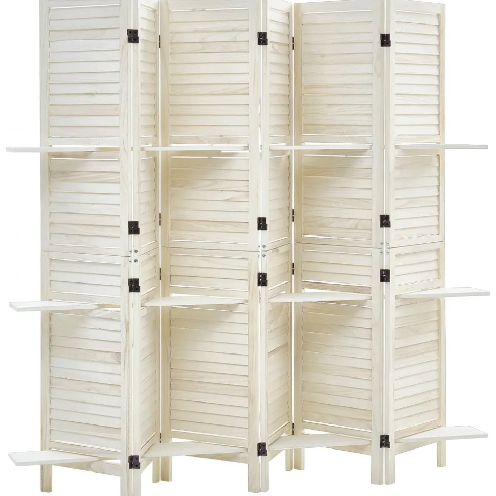 VEVOR Wood Room Divider 6 Panels Wood Folding Privacy Screen with Shelves, For Room Separation & Home Decor, 67.1 in Tall, Solid Frame, 360° Two-Way Hinges, Louvered Wooden Partition with Hardware