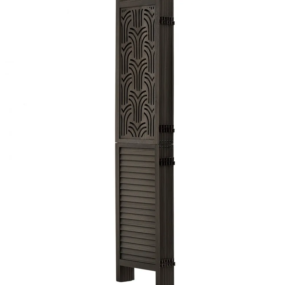 VEVOR Wood Room Divider 4 Panels 67 in Tall Wood Folding Privacy Screen, For Room Separation & Home Decor, Solid Frame, 360° Two-Way Hinges, Easy Assembly, Louvered Wooden Partition with Hardware