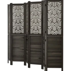 VEVOR Wood Room Divider 4 Panels 67 in Tall Wood Folding Privacy Screen, For Room Separation & Home Decor, Solid Frame, 360° Two-Way Hinges, Easy Assembly, Louvered Wooden Partition with Hardware