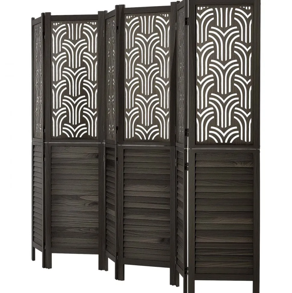 VEVOR Wood Room Divider 4 Panels 67 in Tall Wood Folding Privacy Screen, For Room Separation & Home Decor, Solid Frame, 360° Two-Way Hinges, Easy Assembly, Louvered Wooden Partition with Hardware
