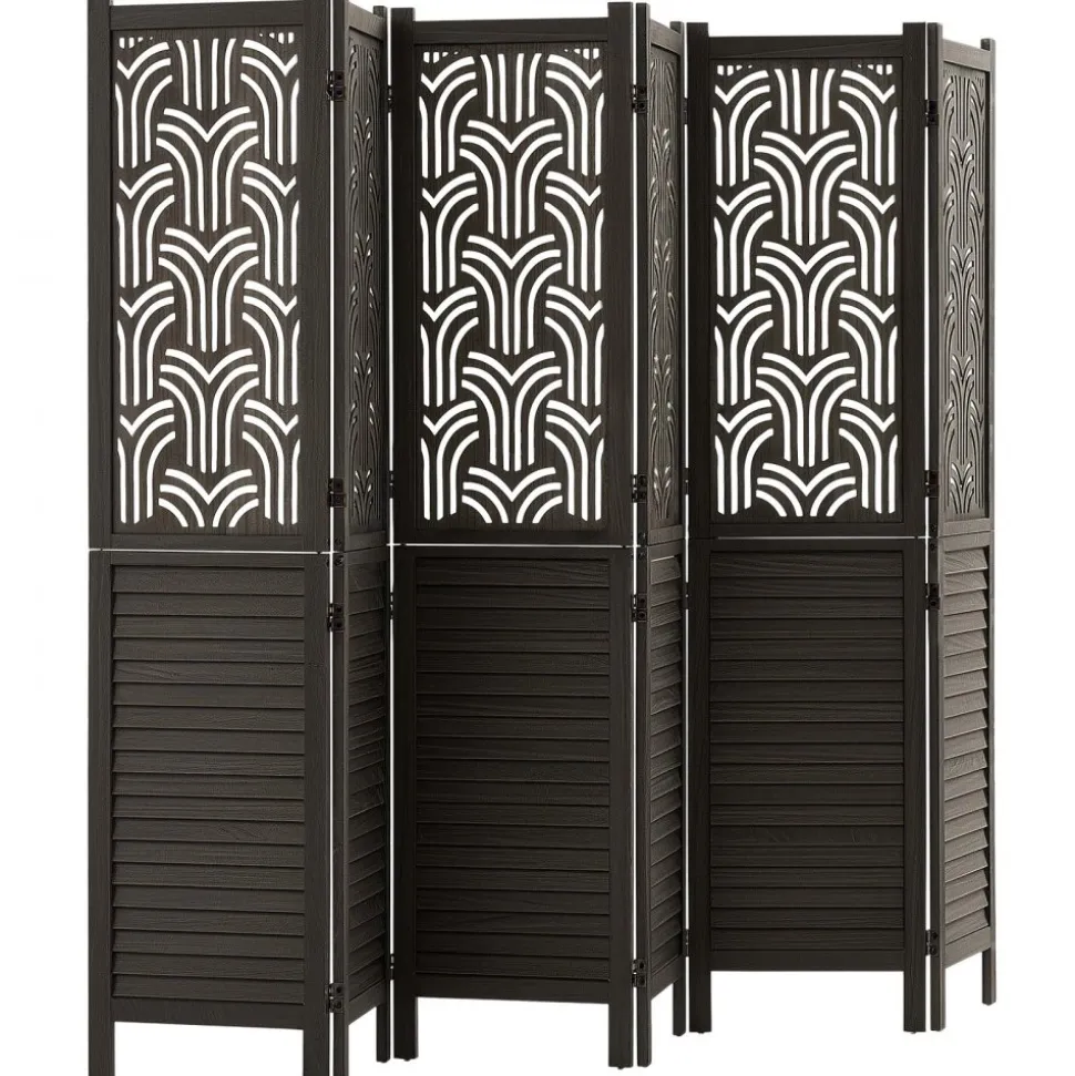 VEVOR Wood Room Divider 4 Panels 67 in Tall Wood Folding Privacy Screen, For Room Separation & Home Decor, Solid Frame, 360° Two-Way Hinges, Easy Assembly, Louvered Wooden Partition with Hardware
