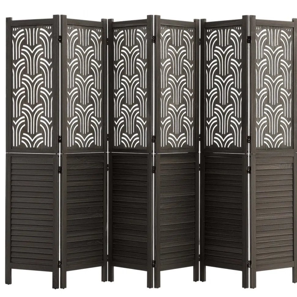 VEVOR Wood Room Divider 4 Panels 67 in Tall Wood Folding Privacy Screen, For Room Separation & Home Decor, Solid Frame, 360° Two-Way Hinges, Easy Assembly, Louvered Wooden Partition with Hardware