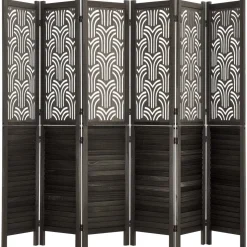 VEVOR Wood Room Divider 4 Panels 67 in Tall Wood Folding Privacy Screen, For Room Separation & Home Decor, Solid Frame, 360° Two-Way Hinges, Easy Assembly, Louvered Wooden Partition with Hardware