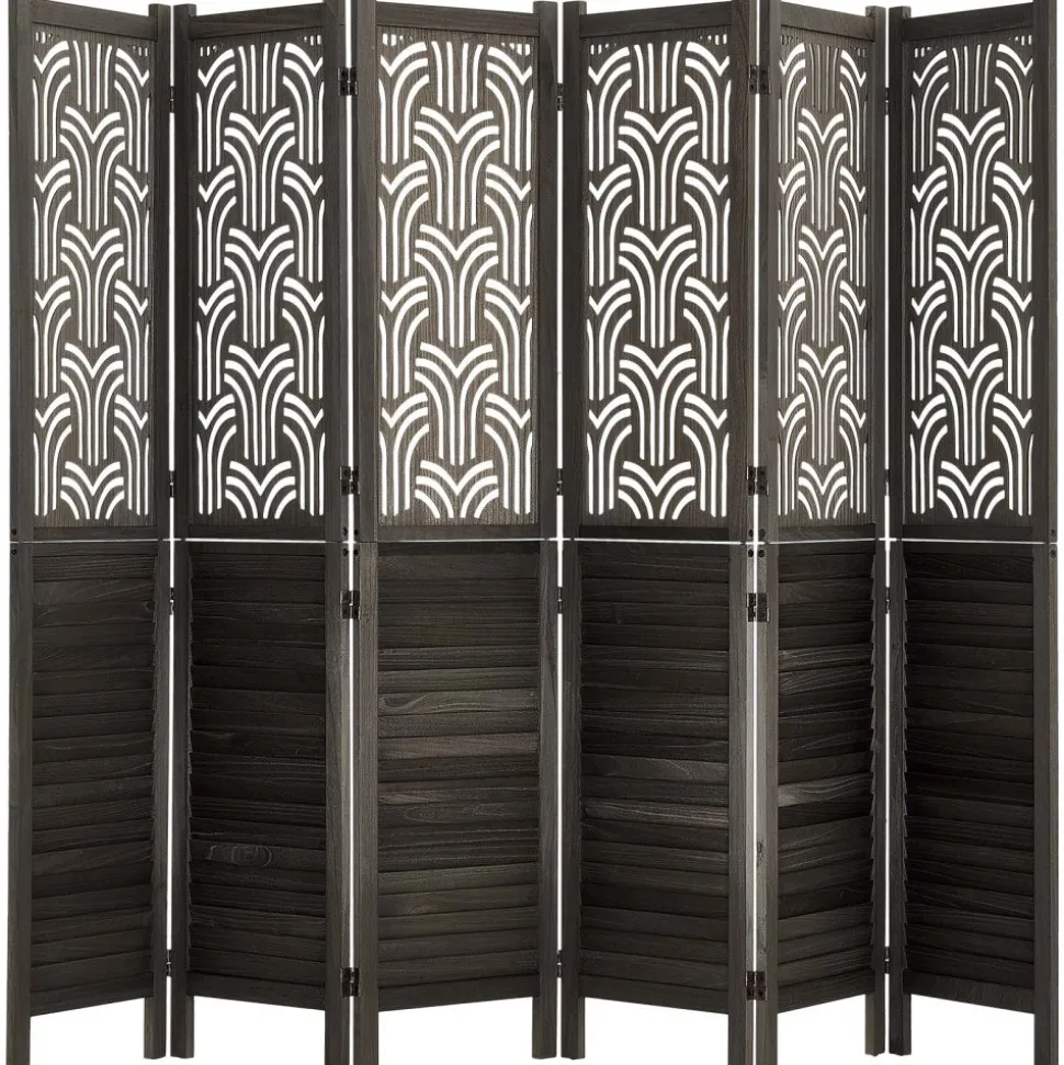 VEVOR Wood Room Divider 4 Panels 67 in Tall Wood Folding Privacy Screen, For Room Separation & Home Decor, Solid Frame, 360° Two-Way Hinges, Easy Assembly, Louvered Wooden Partition with Hardware