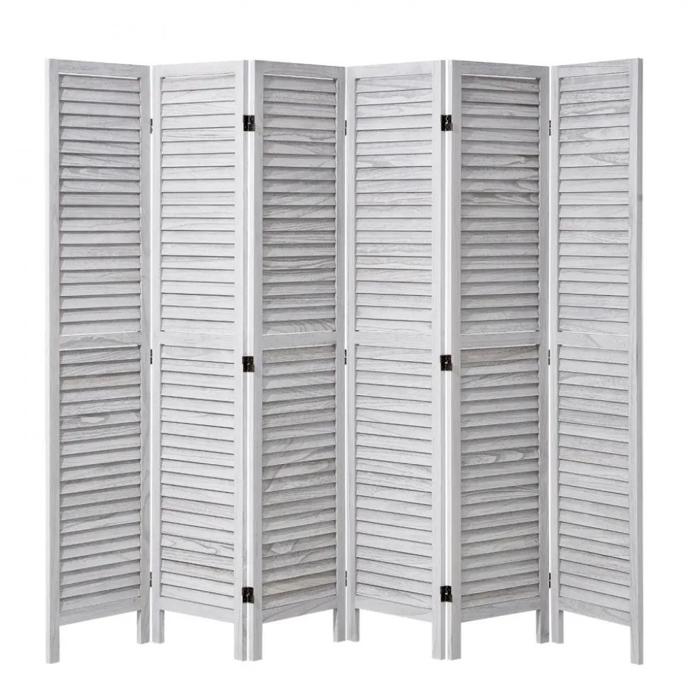 VEVOR Wood Room Divider, 6 Panel Wood Folding Privacy Screen, 66.9 Inches Tall Indoor Louvered Partition Divider, Portable Decoration Screen, for Room Separation, Home, Office, Restaurant & Bedroom