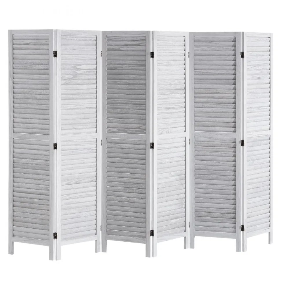 VEVOR Wood Room Divider, 6 Panel Wood Folding Privacy Screen, 66.9 Inches Tall Indoor Louvered Partition Divider, Portable Decoration Screen, for Room Separation, Home, Office, Restaurant & Bedroom