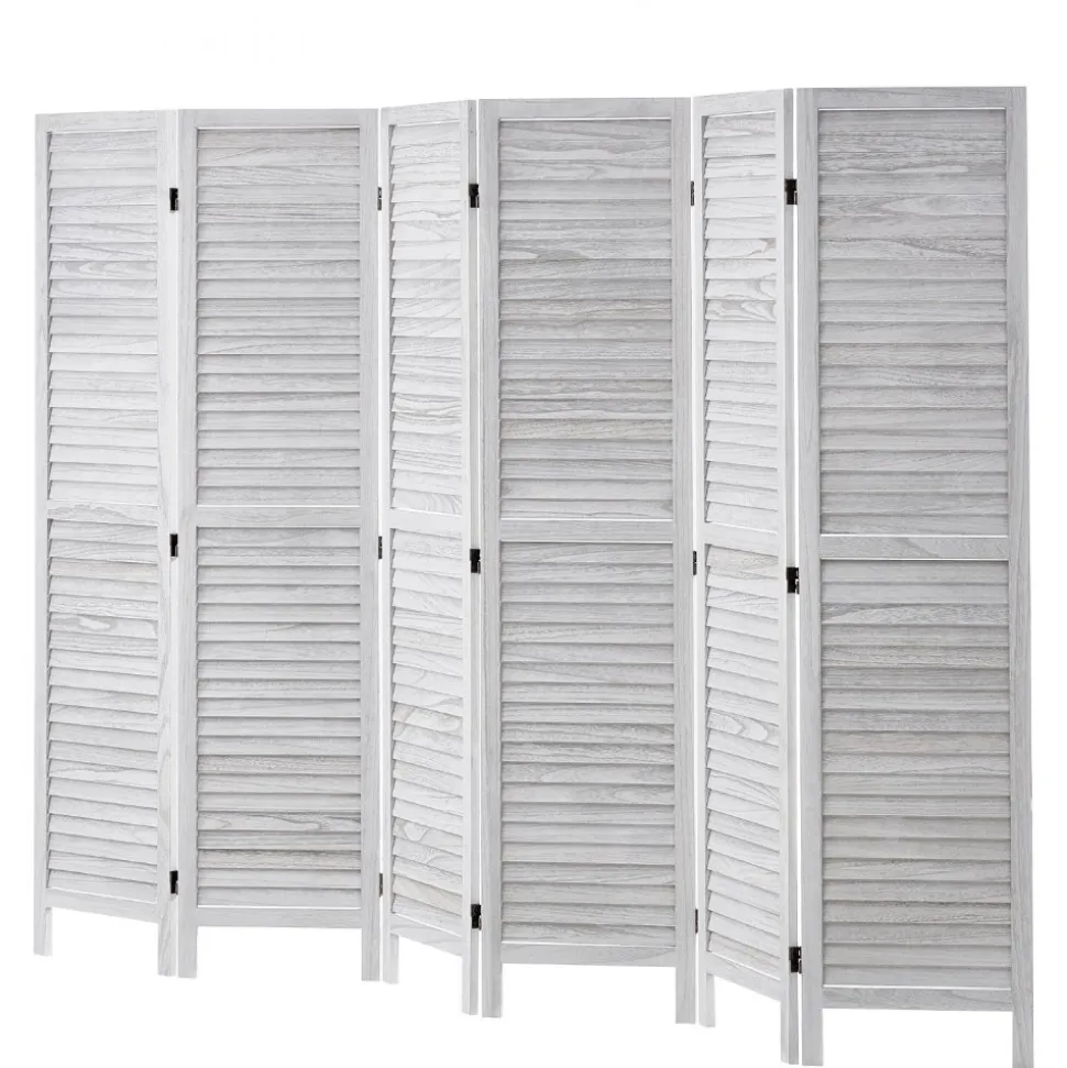 VEVOR Wood Room Divider, 6 Panel Wood Folding Privacy Screen, 66.9 Inches Tall Indoor Louvered Partition Divider, Portable Decoration Screen, for Room Separation, Home, Office, Restaurant & Bedroom