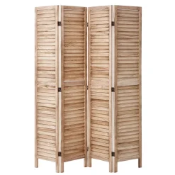 VEVOR Wood Room Divider 4 Panels Wood Folding Privacy Screen X Pattern, For Room Separation & Home Decor, 67 inches Tall, Solid Frame, 360° Two-Way Hinges, Rustic Wooden Partition with Hardware
