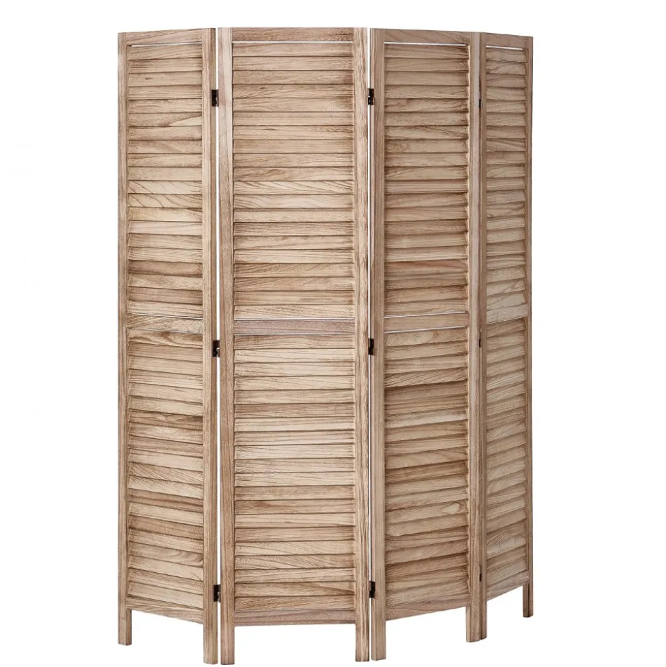 VEVOR Wood Room Divider 4 Panels Wood Folding Privacy Screen X Pattern, For Room Separation & Home Decor, 67 inches Tall, Solid Frame, 360° Two-Way Hinges, Rustic Wooden Partition with Hardware