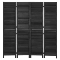 VEVOR Wood Room Divider 4 Panels 67 in Wood Folding Privacy Screen Black, For Room Separation & Home Decor, Solid Frame, 360° Two-Way Hinges, Easy Assembly, Louvered Wooden Partition with Hardware