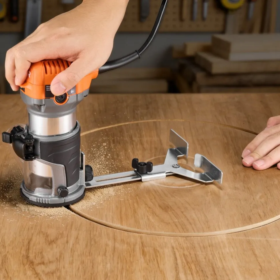 VEVOR Wood Router, 1 HP 710W, Variable Speed Palm Router Tool with 1/4 in Collet, Compact Edge Wood Trimmer with Fixed, Plunge & Tilt Base, Soft Start, for Woodworking, Trimming, DIY Projects, Corded