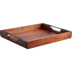 VEVOR Wood Serving Tray, Acacia Wooden Tray Board with Handles, Decorative Rustic Serving Trays Platter, Ideal for Breakfast in Bed, Lunch, Kitchen, Living Room, Ottoman, Coffee Table, Party, Couch