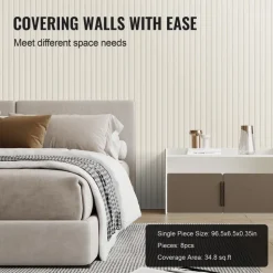 VEVOR Wood Slat Acoustic Panels 8 PCS 96 x 6 inch for Modern Wall Matte White