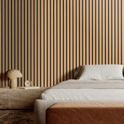 VEVOR Wood Slat Acoustic Panels, 23.6 x 47.2 inch, MDF Accent Wooden Wall Panels for Modern Interior Wall Decor, Faux Wood Wall Board Panels for Noise Reduction, Light Oak