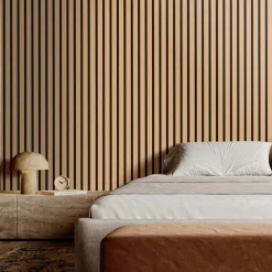 VEVOR Wood Slat Acoustic Panels, 7.9 x 94.5 inch, MDF Accent Wooden Wall Panels for Modern Interior Wall Decor, Faux Wood Wall Board Panels for Noise Reduction, Light Oak