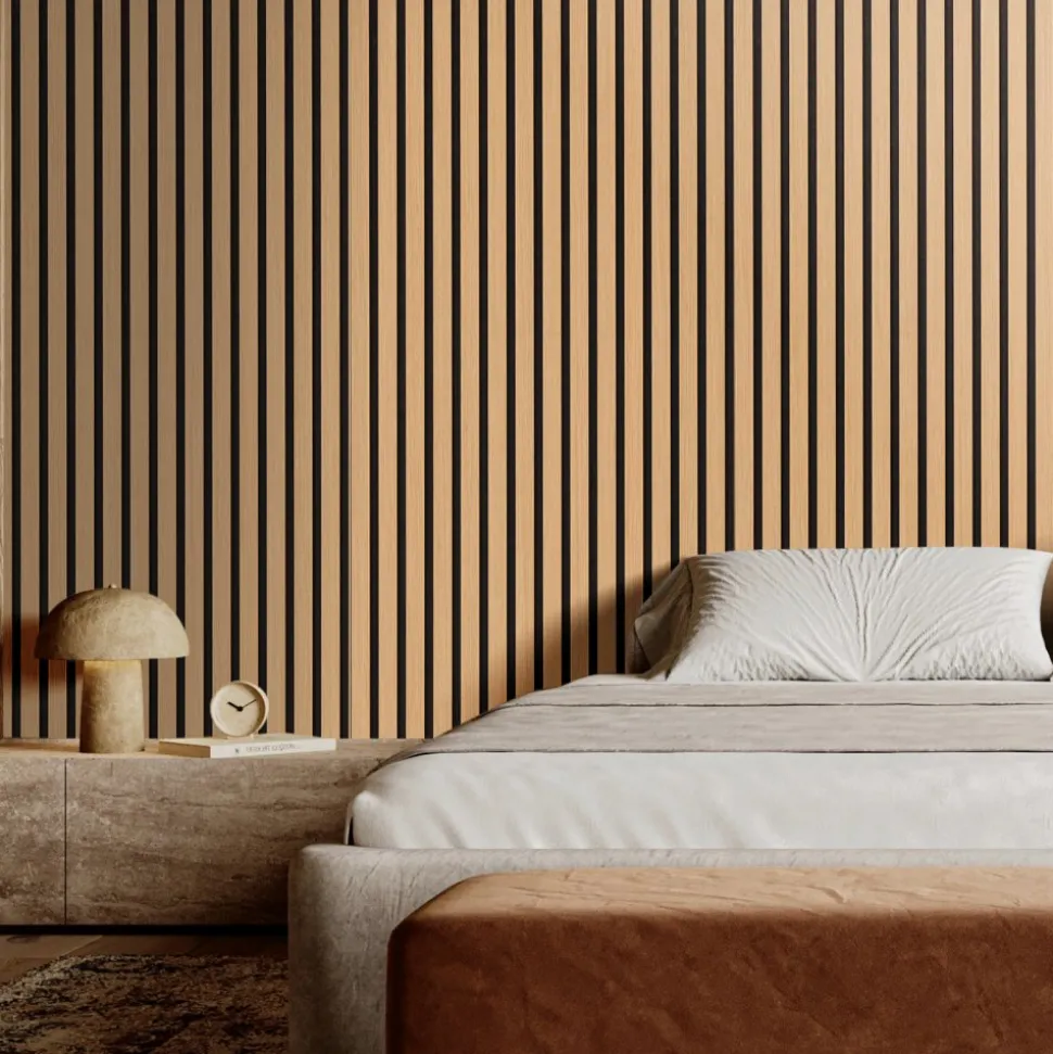 VEVOR Wood Slat Acoustic Panels, 7.9 x 94.5 inch, MDF Accent Wooden Wall Panels for Modern Interior Wall Decor, Faux Wood Wall Board Panels for Noise Reduction, Light Oak